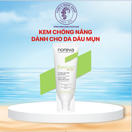 Kem chống nắng dành cho da dầu mụn Noreva Exfoliac Matifing Suncare Fluid SPP50+ 40ML