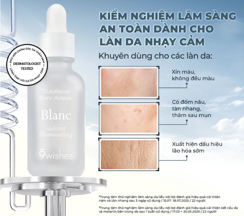 Tinh chất dưỡng sáng 9 Wishes Glutathione Blanc Ampule 30ml