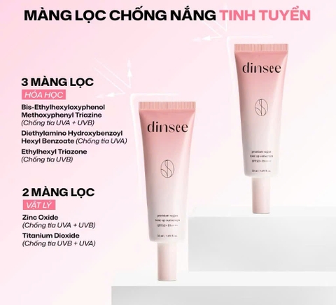 Kem Chống Nắng Thuần Chay Nâng Tone HỒNG Dinsee Premium Vegan Tone Up Sunscreen SPF50+ PA++++ (50ml)