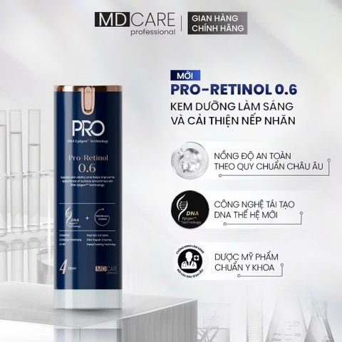Kem Dưỡng Làm Sáng, Trẻ Hoá Và Cải Thiện Nếp Nhăn MD CARE PRO-RETINOL 30ml