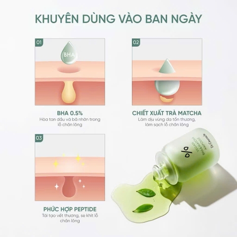Tinh Chất BHA Và Trà Xanh Giảm Mụn, Kiềm Dầu Dr.Ceuracle Vegan BHA&Matcha Ampoule 30ml