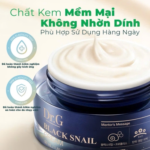 Kem Dưỡng Da Săn Chắc Ngừa Lão Hóa Chuyên Sâu Dr.G Black Snail Cream 50ml Chứa Tinh Chất Ốc Sên Đen Và Keo Ong