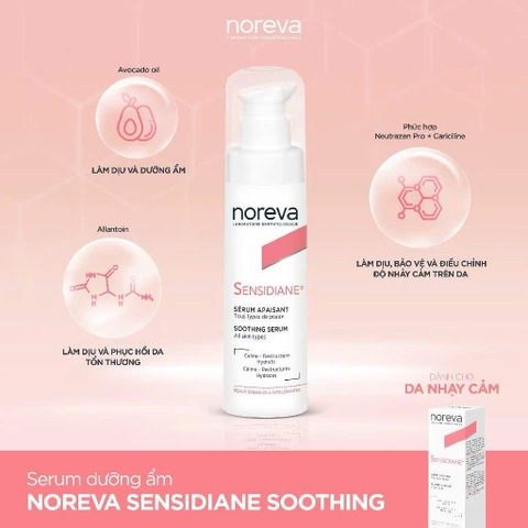 Serum dưỡng da và cấp ẩm Noreva Sensidiane Soothing Serum dành cho da nhạy
