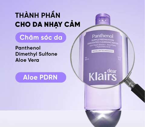Nước tẩy trang Dear Klairs Supple Preparation Unscented Cleansing Water 400ml