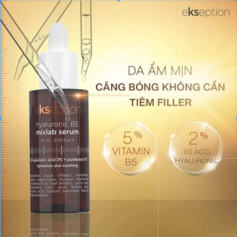 Serum Ekseption Hyaluronic B5, HA + 5% B5 dưỡng ẩm phục hồi da 75ml