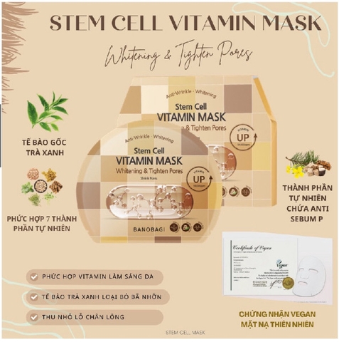 Mặt Nạ Giấy Dưỡng Ẩm Trắng Da Banobagi Stem Cell Vitamin Mask 30ml
