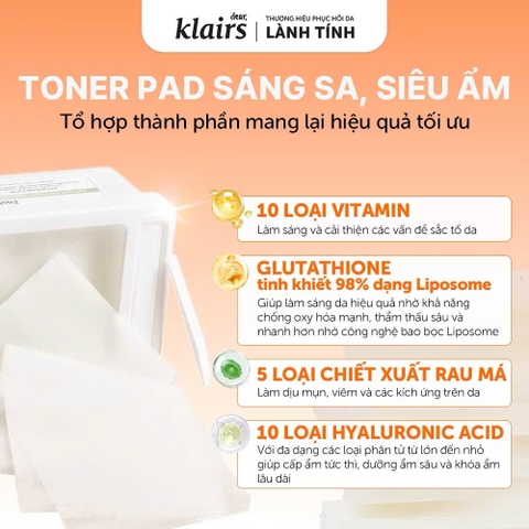 Dear, Klairs Mặt nạ giấy Freshly Vitamin Skin Prep Pads 290ml