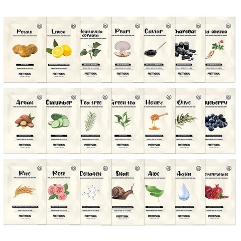 Mặt nạ giấy Pretty Skin Total Solution Essential Sheet Mask thiên nhiên cải thiện da hoàn hảo 23g Hàn Quốc