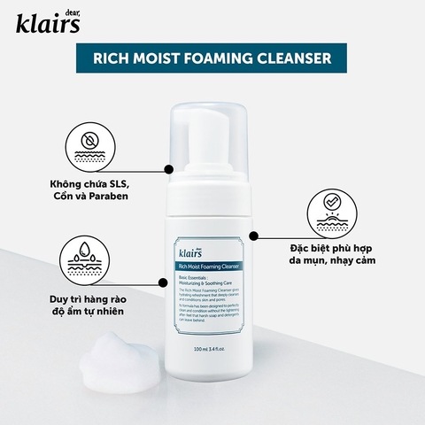Sữa Rửa Mặt Klairs Rich Moist Foaming Cleanser