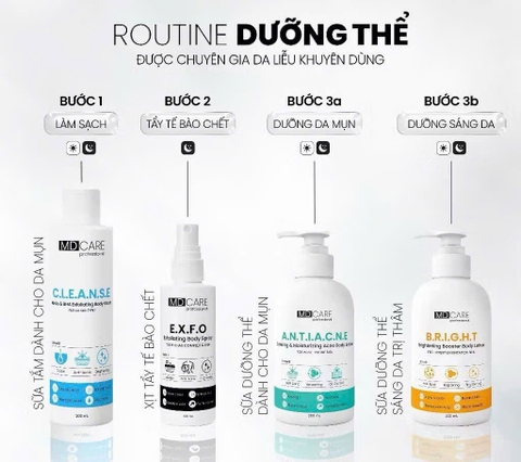 Sữa Tắm Giảm Mụn & Tẩy Tế Bào Chết AHAs & BHA MD CARE Exfoliating Body Wash 200ml