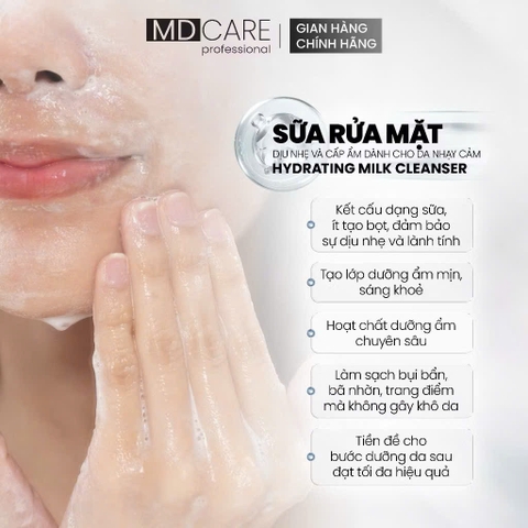Sữa Rửa Mặt MD CARE Hydrating Milk Cleanser  Dịu Nhẹ Và Cấp Ẩm Cho Da Nhạy Cảm200ml