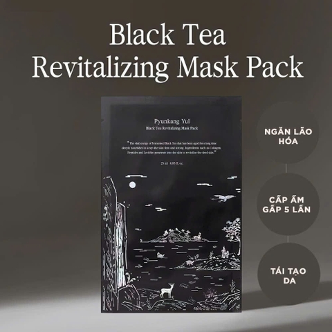Mặt nạ giấy cấp ẩm dưỡng sáng săn chắc da chiết xuất trà đen lên men Pyunkang Yul Black Tea Revitalizing Mask Pack 25ml