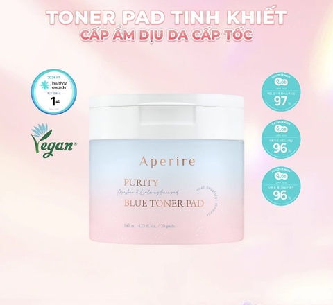Toner Pad Tinh Khiết Cấp Ẩm Dịu Da Cấp Tốc Aperire Purity Blue Moisture and Calming Toner Pad 140ml/70 miếng