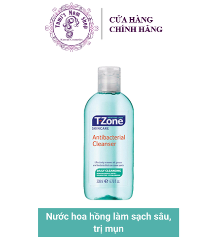 Nước cân bằng làm sạch sâu cho da dầu mụn T-Zone Clear Pore Antibacterial Cleanser 200ml