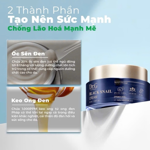 Kem Dưỡng Da Săn Chắc Ngừa Lão Hóa Chuyên Sâu Dr.G Black Snail Cream 50ml Chứa Tinh Chất Ốc Sên Đen Và Keo Ong