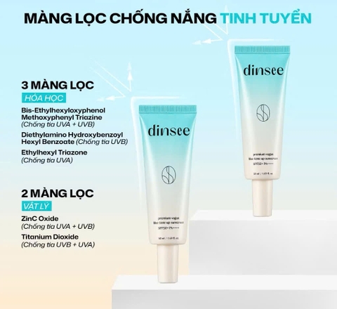 Kem Chống Nắng Thuần Chay Nâng Tone HỒNG Dinsee Premium Vegan Tone Up Sunscreen SPF50+ PA++++ (50ml)