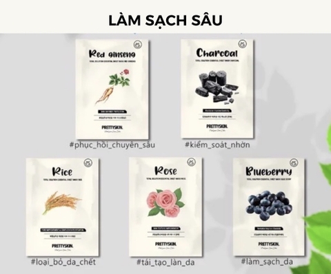 Mặt nạ giấy Pretty Skin Total Solution Essential Sheet Mask thiên nhiên cải thiện da hoàn hảo 23g Hàn Quốc