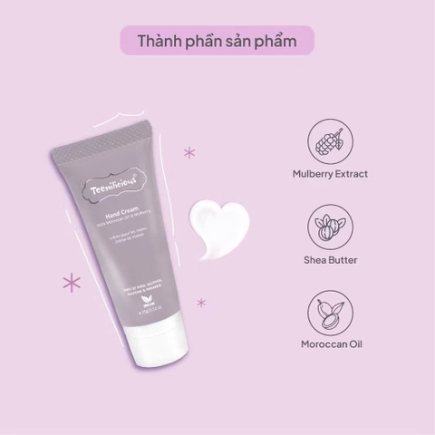 Kem Dưỡng Da Tay Teenilicious Hand Cream With Moroccan Oil & Mulberry Phục Hồi, Dưỡng Ẩm Da Mềm Mịn 15ml