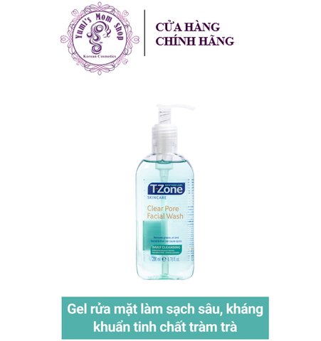 Gel rửa mặt thông thoáng lỗ chân lông T-Zone Clear Pore Facial Wash 200ml