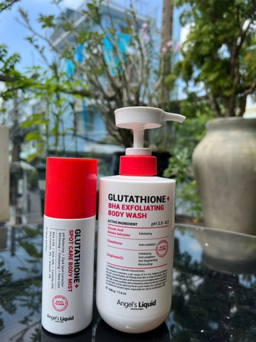 COMBO Sữa Tắm và Xịt Giảm Mụn Lưng Sáng Da Cơ Thể Angel's Liquid