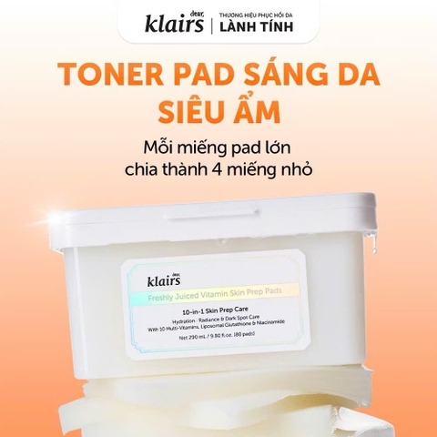 Dear, Klairs Mặt nạ giấy Freshly Vitamin Skin Prep Pads 290ml