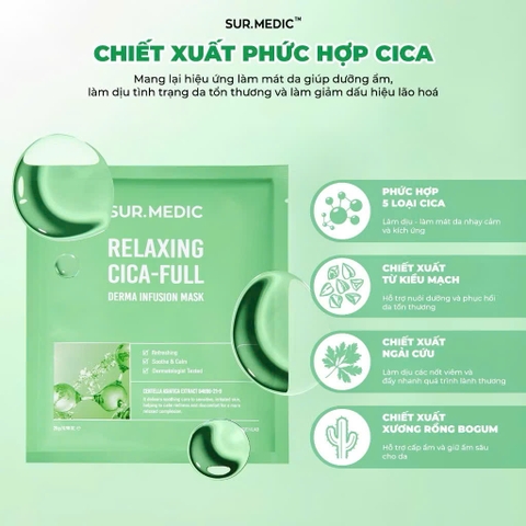 Phiên Bản Nâng Cấp - COMBO 5 Mặt Nạ Dưỡng Ẩm, Dưỡng Sáng Da SUR.MEDIC+ DERMA INFUSION MASK