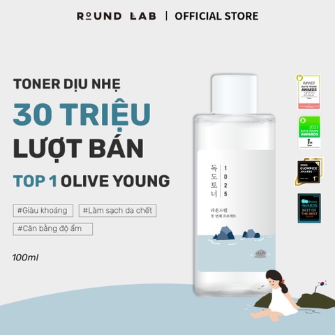 Nước hoa hồng Round Lab 1025 Dokdo Toner 100ml bổ sung độ ẩm làm dịu da
