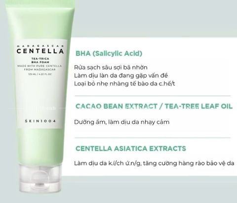 Skin1004 Sữa rửa mặt Madagascar Centella Tea-Trica BHA Foam 125ml