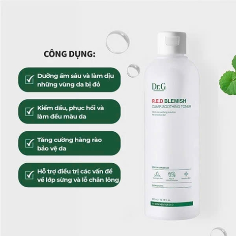(date 11.2025)Dr.G Nước hoa hồng R.E.D Blemish Clear Soothing Toner 30ml