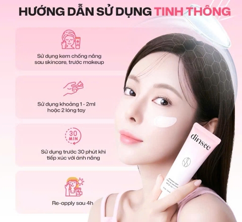 Kem Chống Nắng Thuần Chay Nâng Tone HỒNG Dinsee Premium Vegan Tone Up Sunscreen SPF50+ PA++++ (50ml)