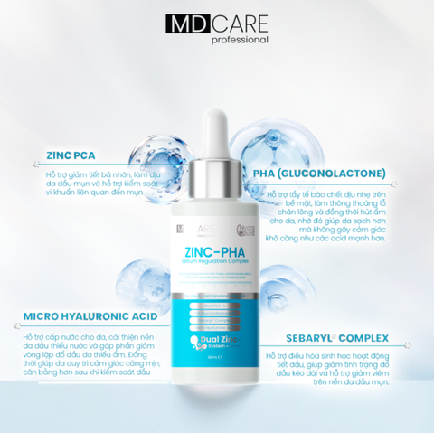 Serum Kiểm Soát Dầu Sinh Học MD CARE ZINC PHA Sebum Regulation Complex 30ml
