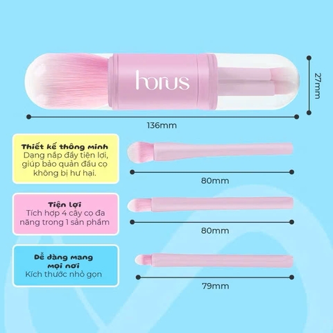 Horus Set Cọ trang điểm Essential Makeup Brush Set 5 Cọ