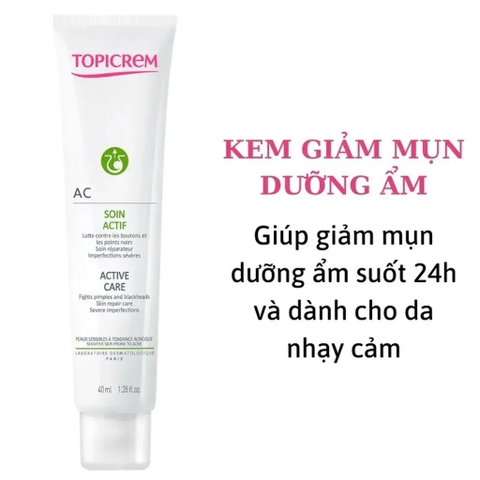 TOPICREM AC Active care 40ml - Nhũ Tương làm giảm mụn và dưỡng ẩm giúp làm êm dịu và mềm mịn da