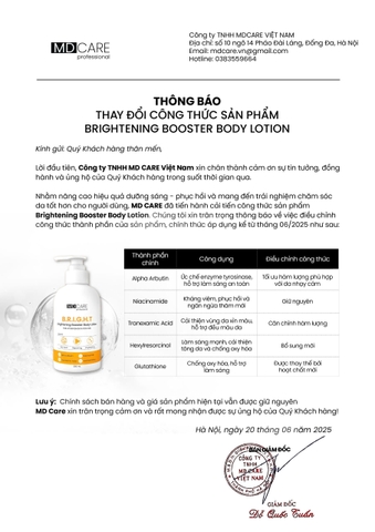 Sữa Dưỡng Thể Sáng Da Mờ Thâm MD CARE Brightening Booster Body Lotion 200ml