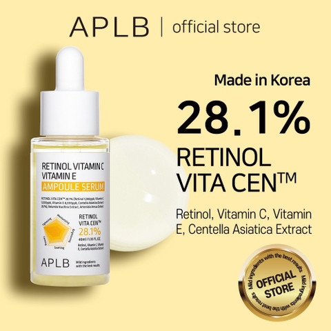 Serum Dưỡng Ẩm Trắng Da Chống Lão Hóa Ngừa Nếp Nhăn APLB Retinol Vitamin C Vitamin E Ampoule Serum 40ml