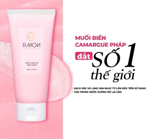 Tẩy Tế Bào Chết Body Muối Hồng Camargue Pháp Trắng Da, Mờ Thâm Sạm RMON 200g