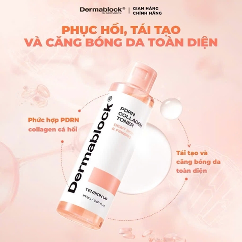 Toner PDRN cấp ẩm và căng bóng da Dermablock PDRN Collagen Toner 150ml