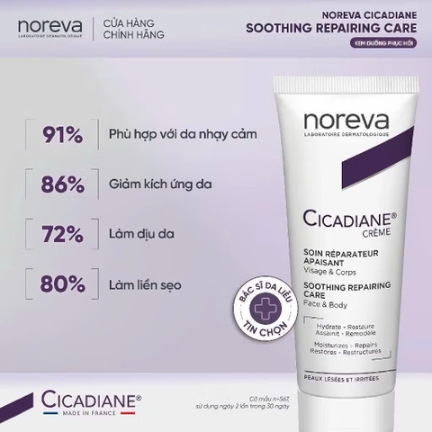 Kem dưỡng phục hồi da Noreva Cicadiane Soothing Repairing Care Cream 40ml
