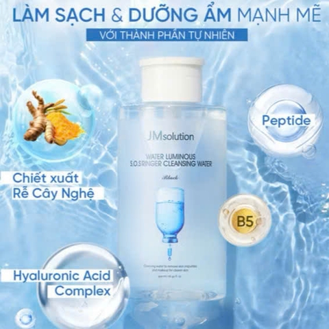 Nước Tẩy Trang JMsolution Hyaluronic Acid Ampoule Cleansing Water Cấp Ẩm Cho Da 500ml