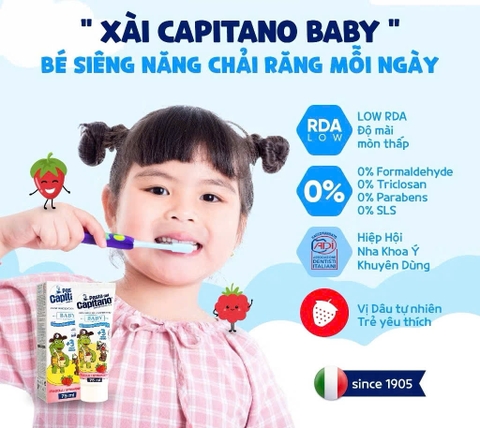 Kem Đánh Răng Cho Bé Capitano Toothpaste Nhiều Mùi Hương Kem Đánh Răng Trẻ Em An Toàn, Dịu Nhẹ 75g