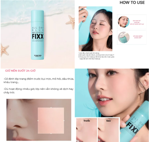 Xịt khoá nền mịn lì So Natural All Day BLUR Makeup Setting Fixx 75ml (XANH)