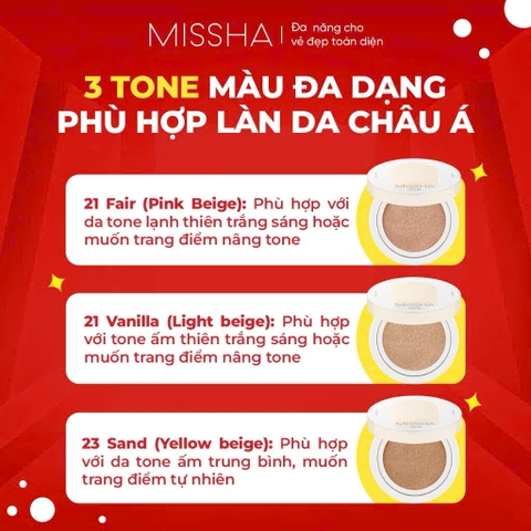 Missha Phấn Nước Glow Cushion 14g Dưỡng Ẩm Giúp Da Căng Bóng Rạng Rỡ