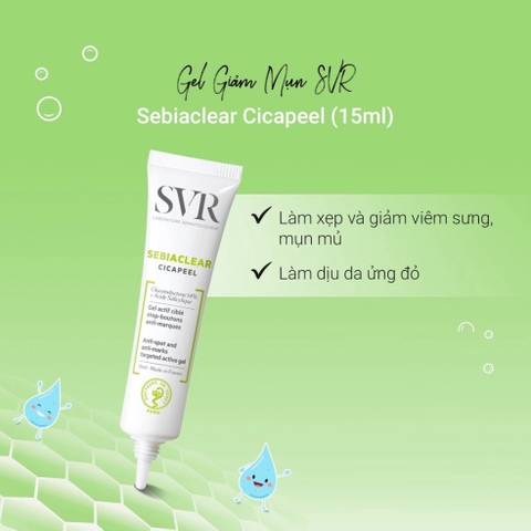 Gel làm giảm mụn dành cho da dễ bị mụn SVR SEBIACLEAR CICAPEEL 15ml