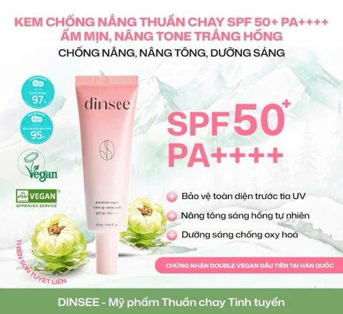 Kem Chống Nắng Thuần Chay Nâng Tone HỒNG Dinsee Premium Vegan Tone Up Sunscreen SPF50+ PA++++ (50ml)