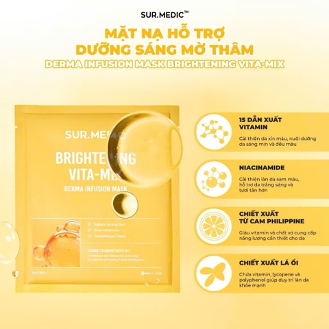 Phiên Bản Nâng Cấp - COMBO 5 Mặt Nạ Dưỡng Ẩm, Dưỡng Sáng Da SUR.MEDIC+ DERMA INFUSION MASK