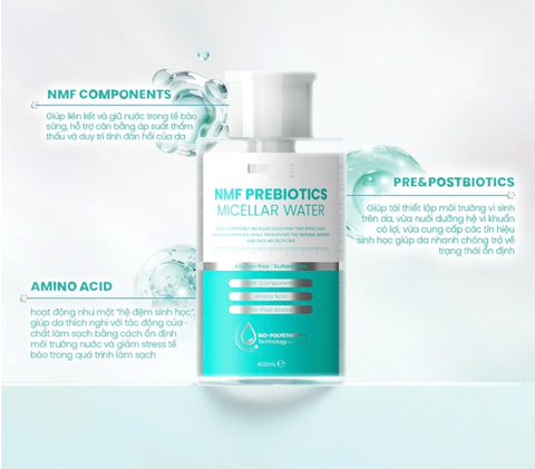 Nước Tẩy Trang Cân Bằng Lợi Khuẩn, Phục Hồi Hàng Rào Bảo Vệ Da NMF MD CARE Prebiotics Micellar Water
