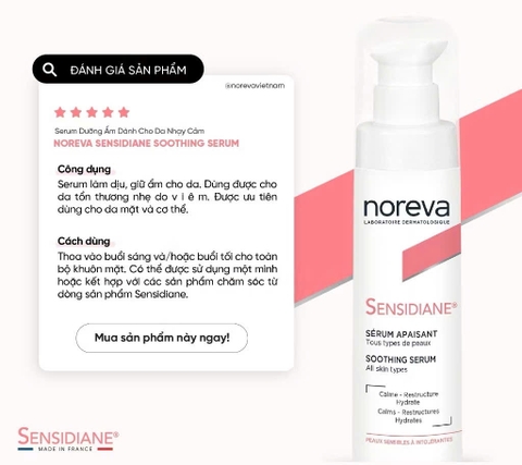 Serum dưỡng da và cấp ẩm Noreva Sensidiane Soothing Serum dành cho da nhạy