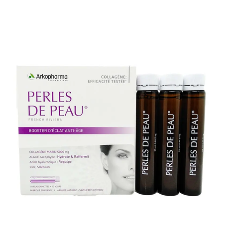 Nước uống Collagen cô đặc chống lão hóa, mờ nếp nhăn Arkopharma Perles De Peau 5000mg (10 ống x 25ml)