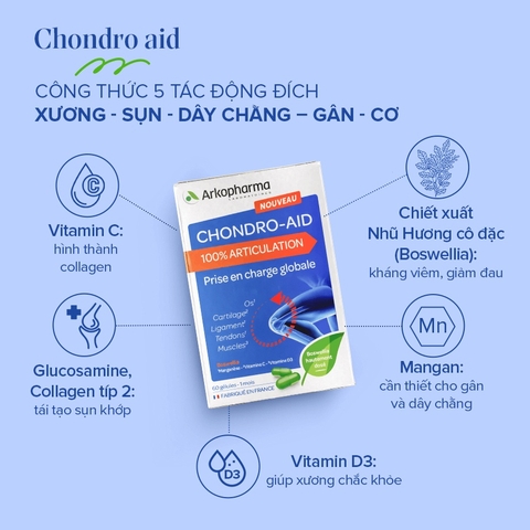 Viên uống giảm đau xương khớp Arkopharma Chondro-aid
