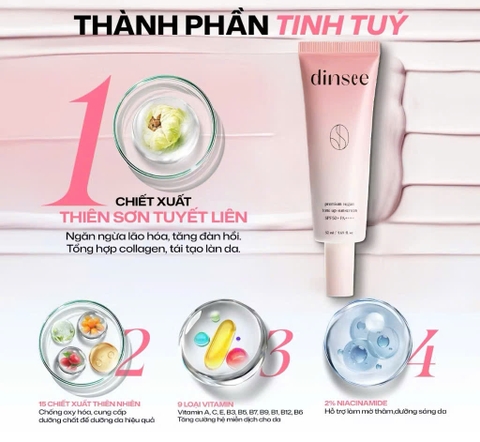 Kem Chống Nắng Thuần Chay Nâng Tone HỒNG Dinsee Premium Vegan Tone Up Sunscreen SPF50+ PA++++ (50ml)
